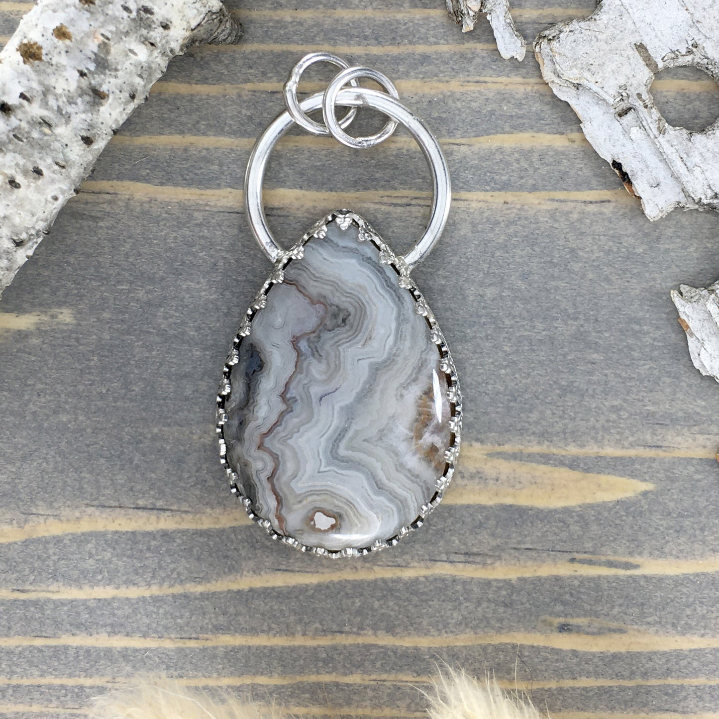 Crazy Lace Agate Pendant Front View II - Stone Treasures by the Lake