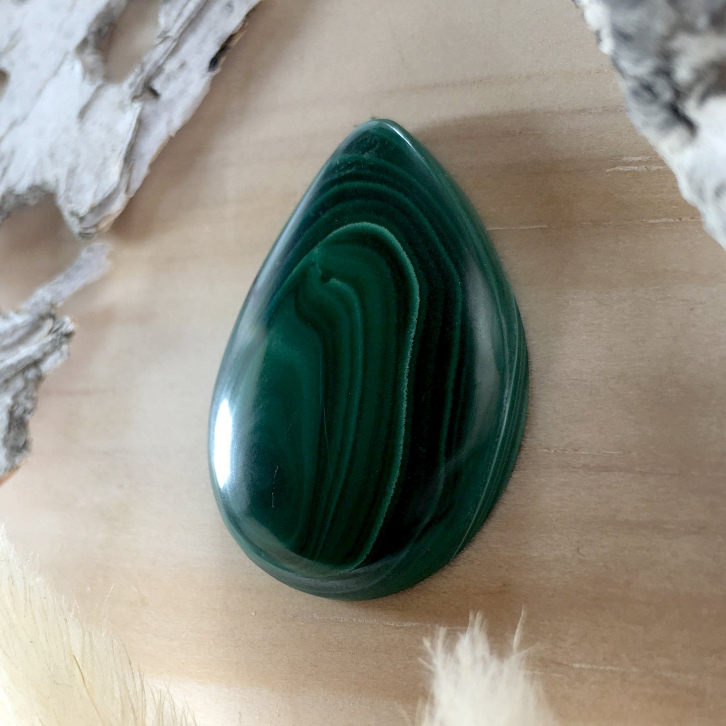 Malachite Cabochon Front View III - Stone Treasures by the Lake
