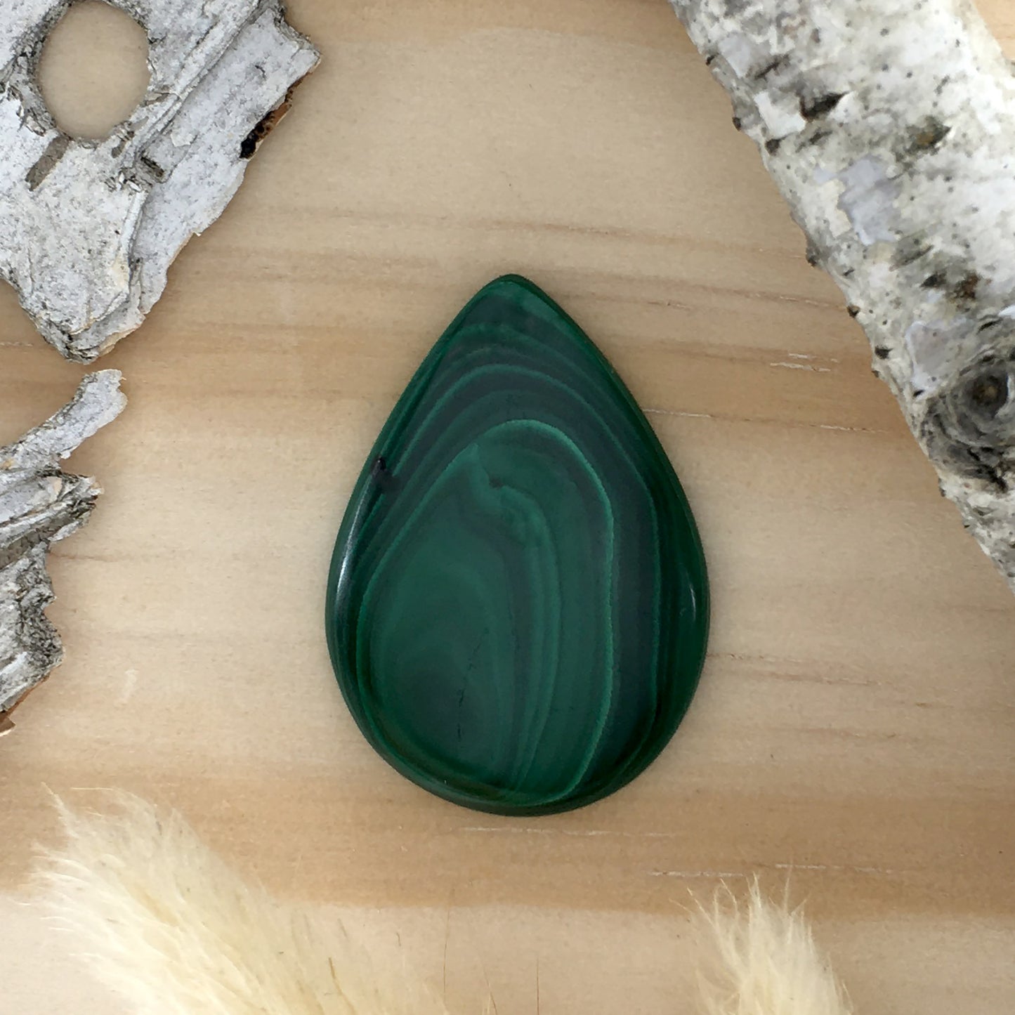 Malachite Cabochon Front View - Stone Treasures by the Lake