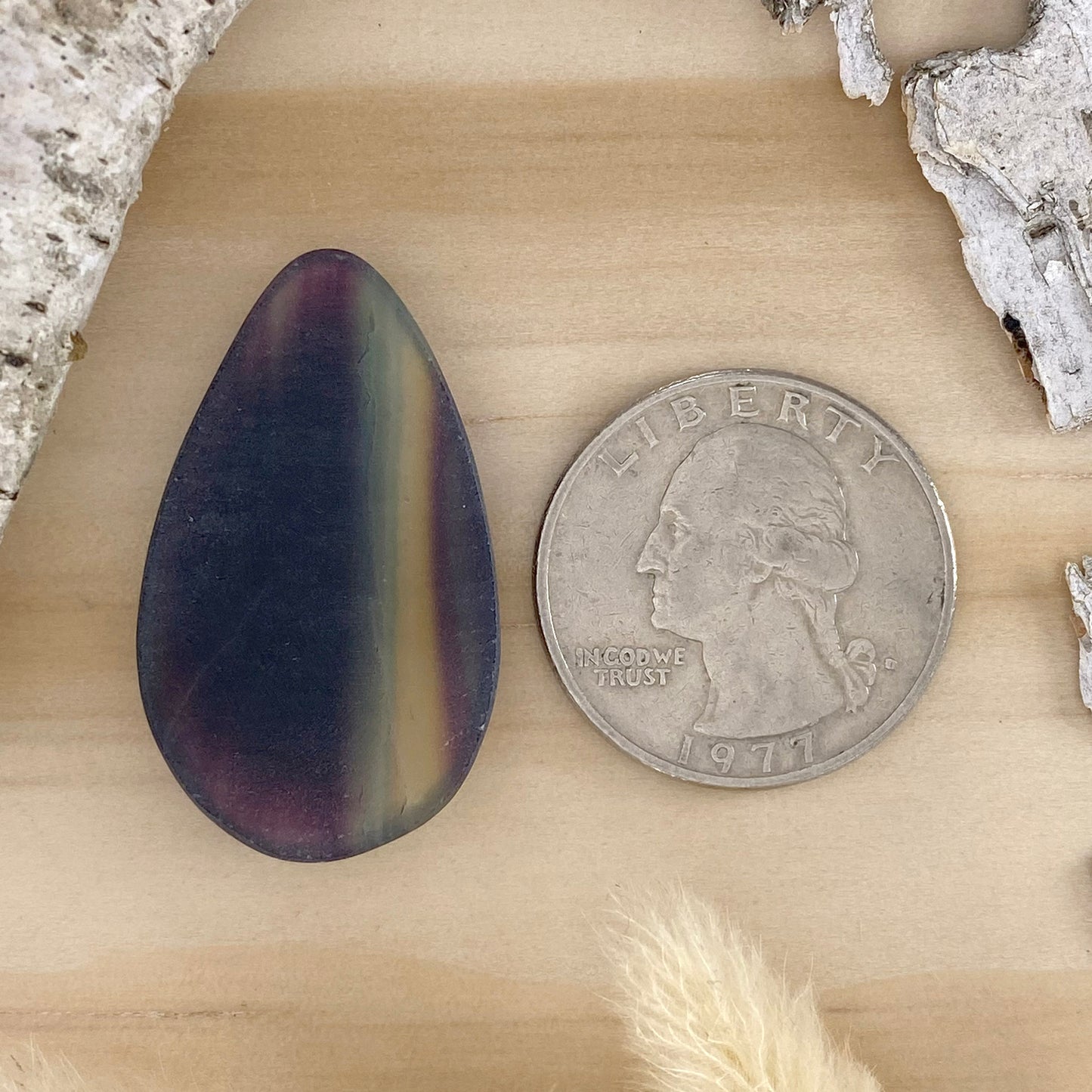 Rainbow Fluorite Cabochon Back View - Stone Treasures by the Lake