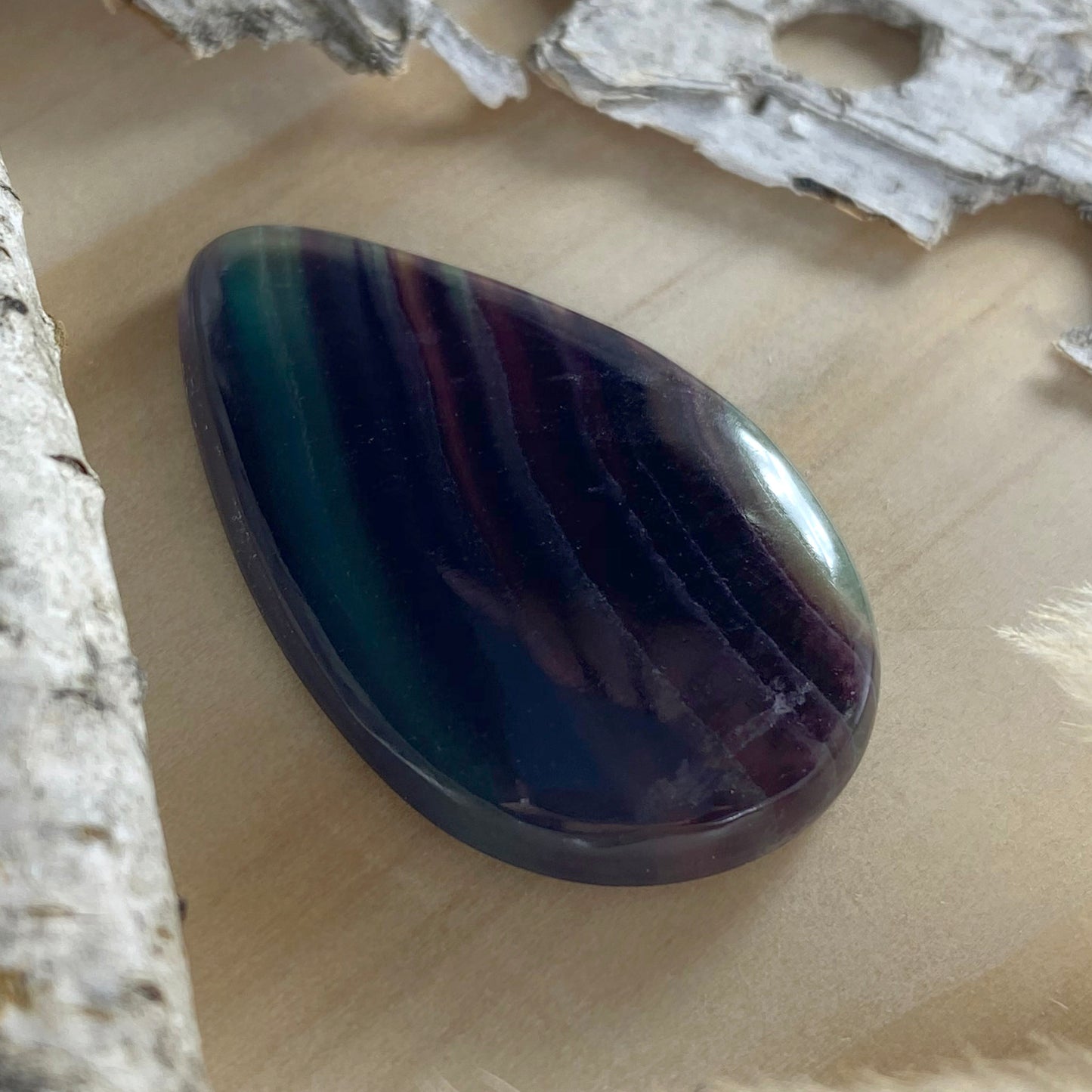 Rainbow Fluorite Cabochon Front View IV - Stone Treasures by the Lake