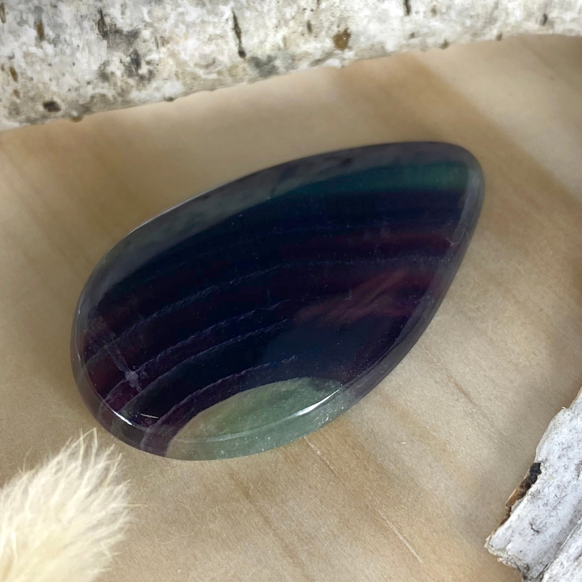 Rainbow Fluorite Cabochon Front View III - Stone Treasures by the Lake