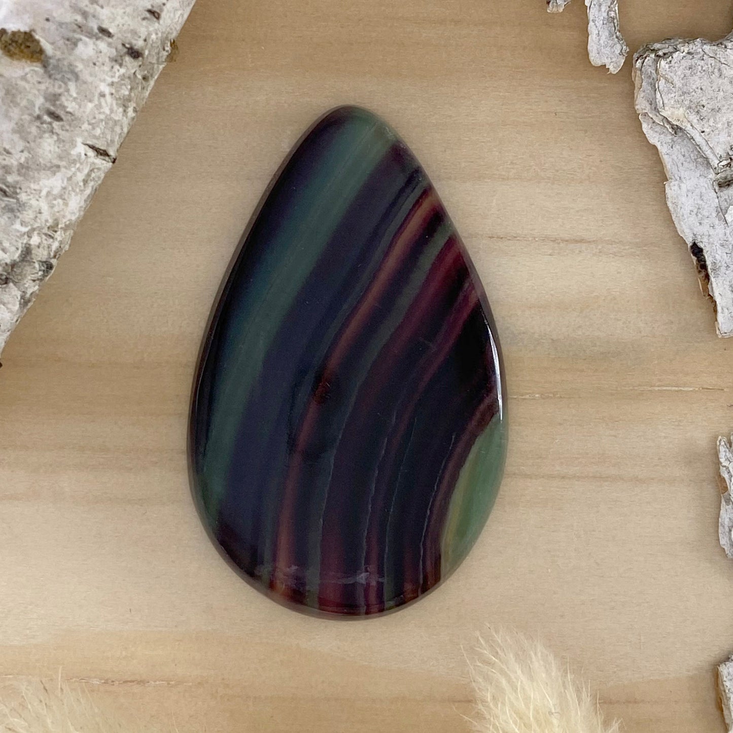 Rainbow Fluorite Cabochon Front View - Stone Treasures by the Lake