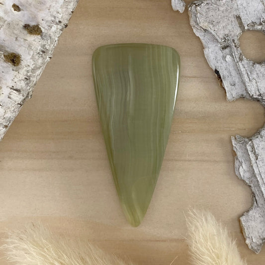Green Onyx Cabochon Front View - Stone Treasures by the Lake