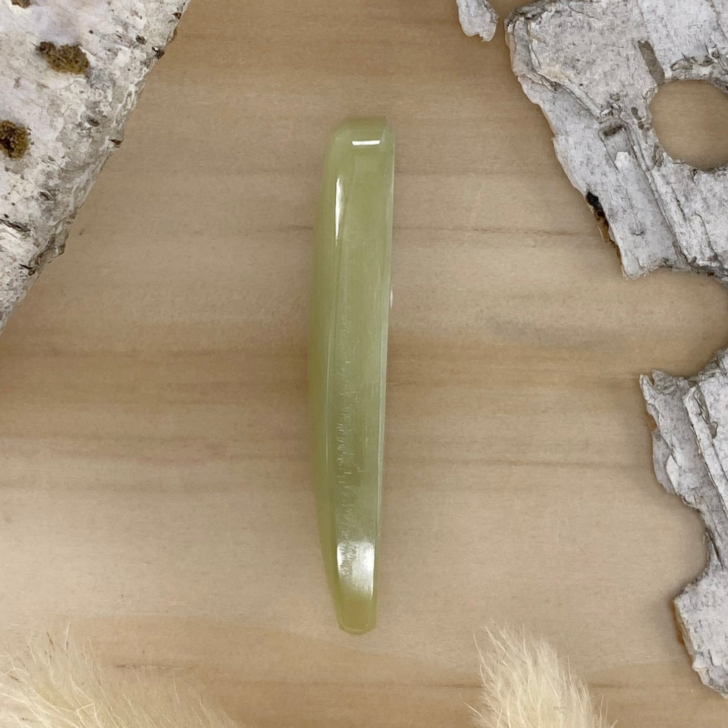 Green Onyx Cabochon Side View - Stone Treasures by the Lake