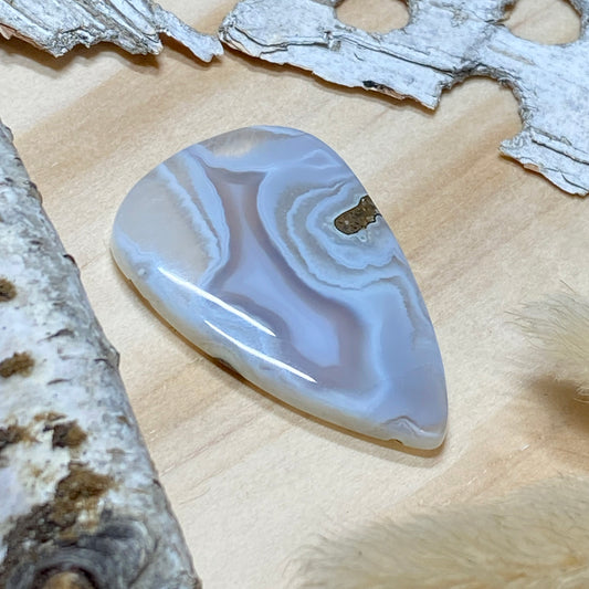 Luna Blue Chalcedony Cabochon Front View - Stone Treasures by the Lake