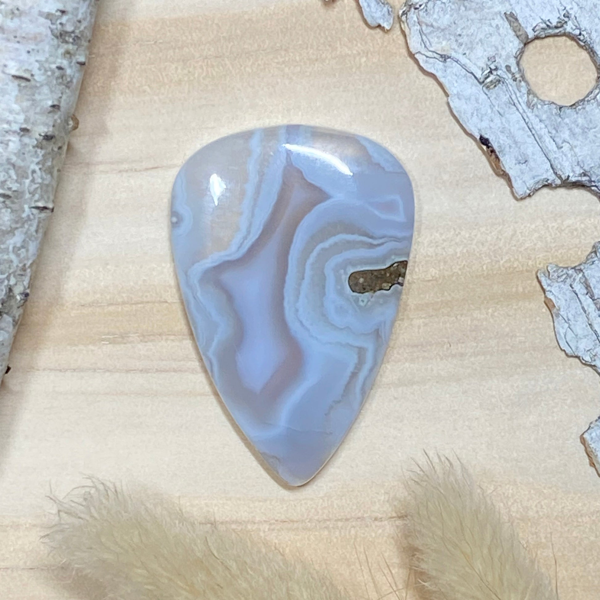 Luna Blue Chalcedony Cabochon Front ViewIII - Stone Treasures by the Lake