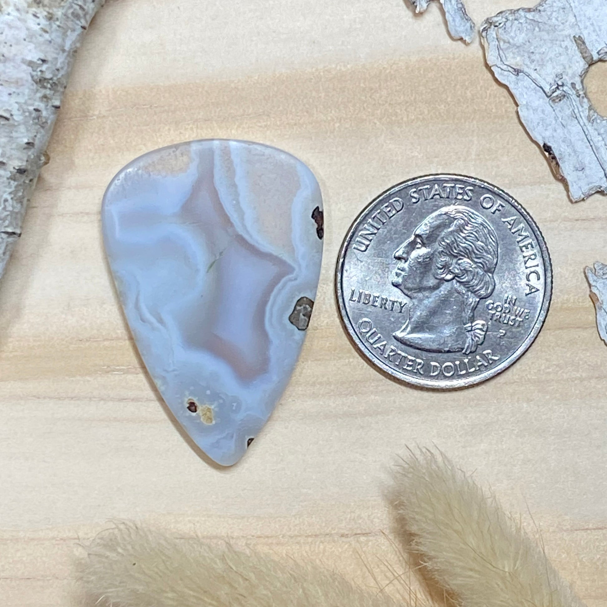 Luna Blue Chalcedony Cabochon Back View - Stone Treasures by the Lake