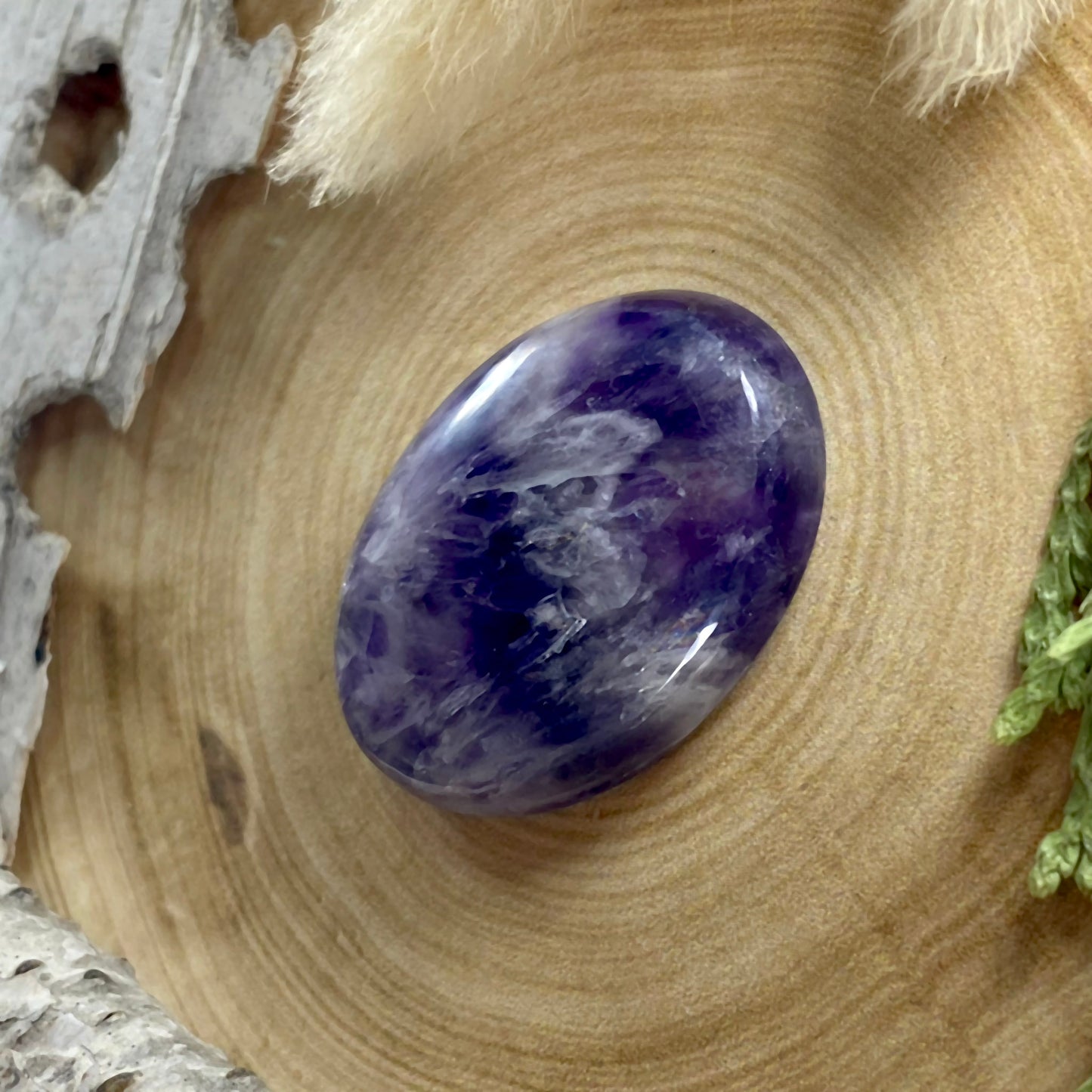 Chevron Amethyst Cabochon Front View II - Stone Treasures by the Lake