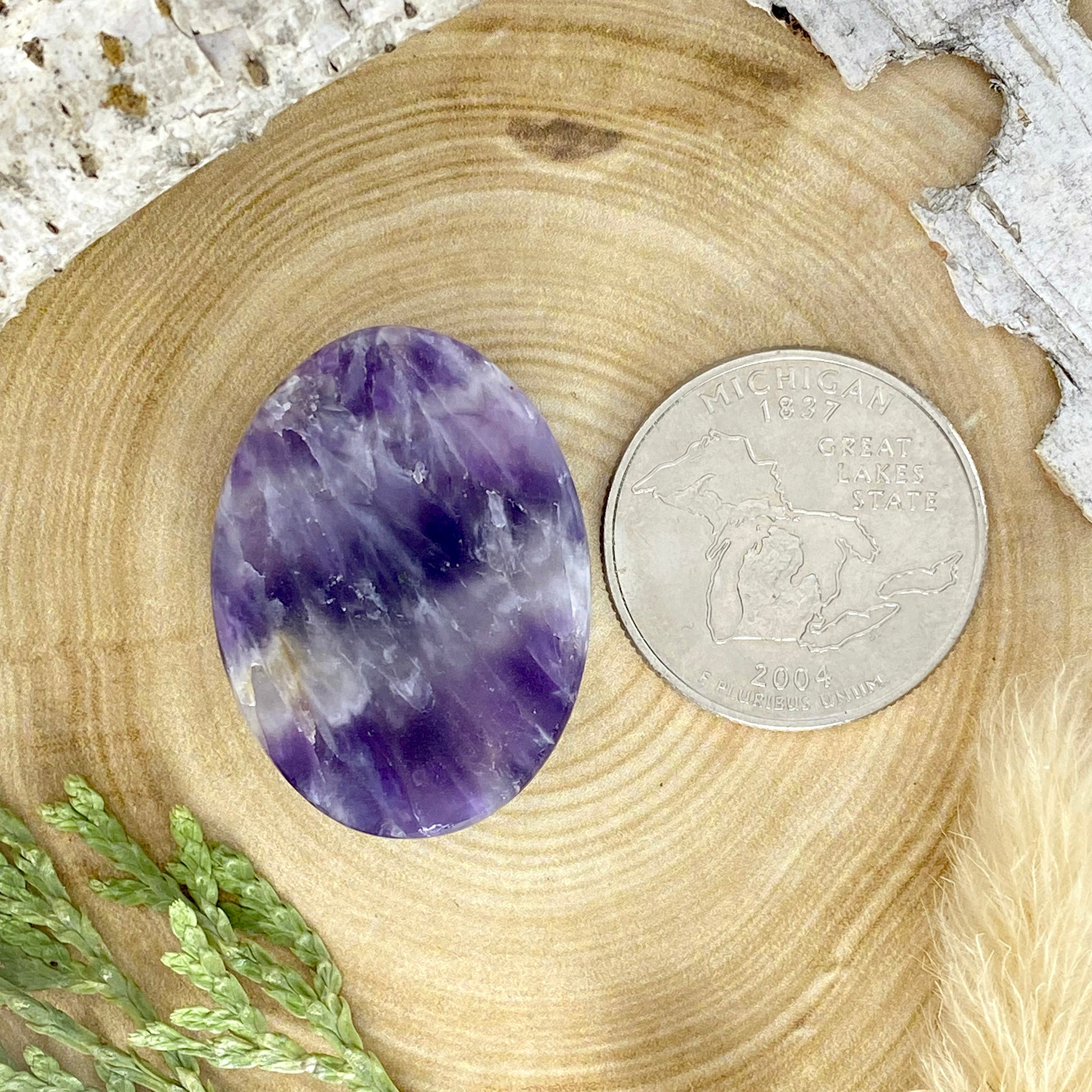Chevron Amethyst Cabochon Back View - Stone Treasures by the Lake