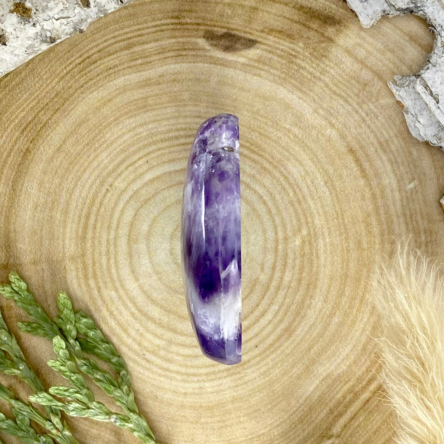 Chevron Amethyst Cabochon Side View - Stone Treasures by the Lake