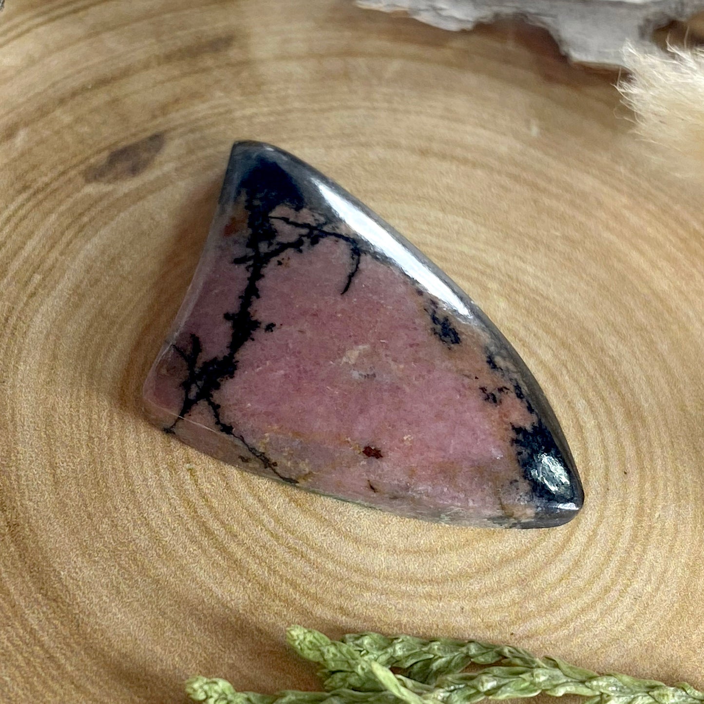 Rhodonite Cabochon Front View III - Stone Treasures by the Lake