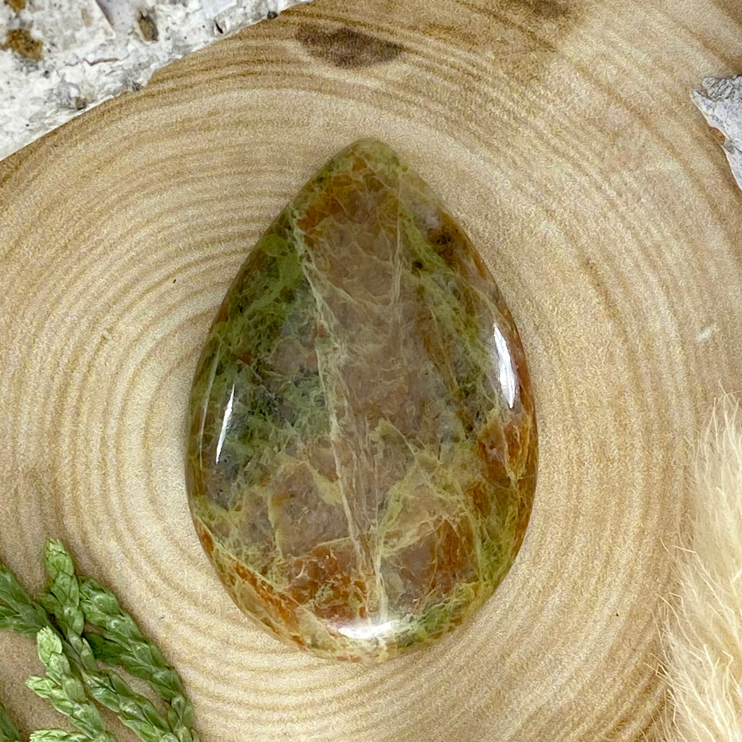 Unakite Cabochon Front View - Stone Treasures by the Lake