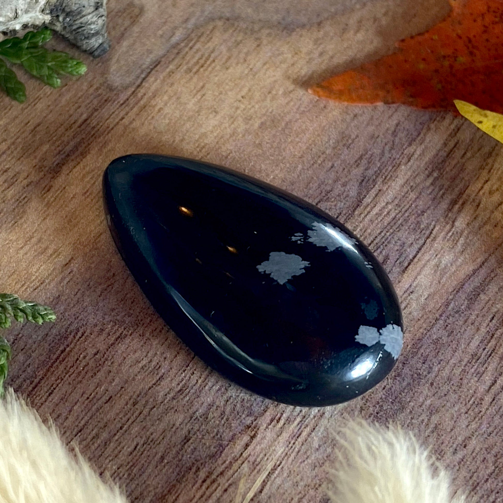 Snowflake Obsidian Cabochon Front View II - Stone Treasures by the Lake