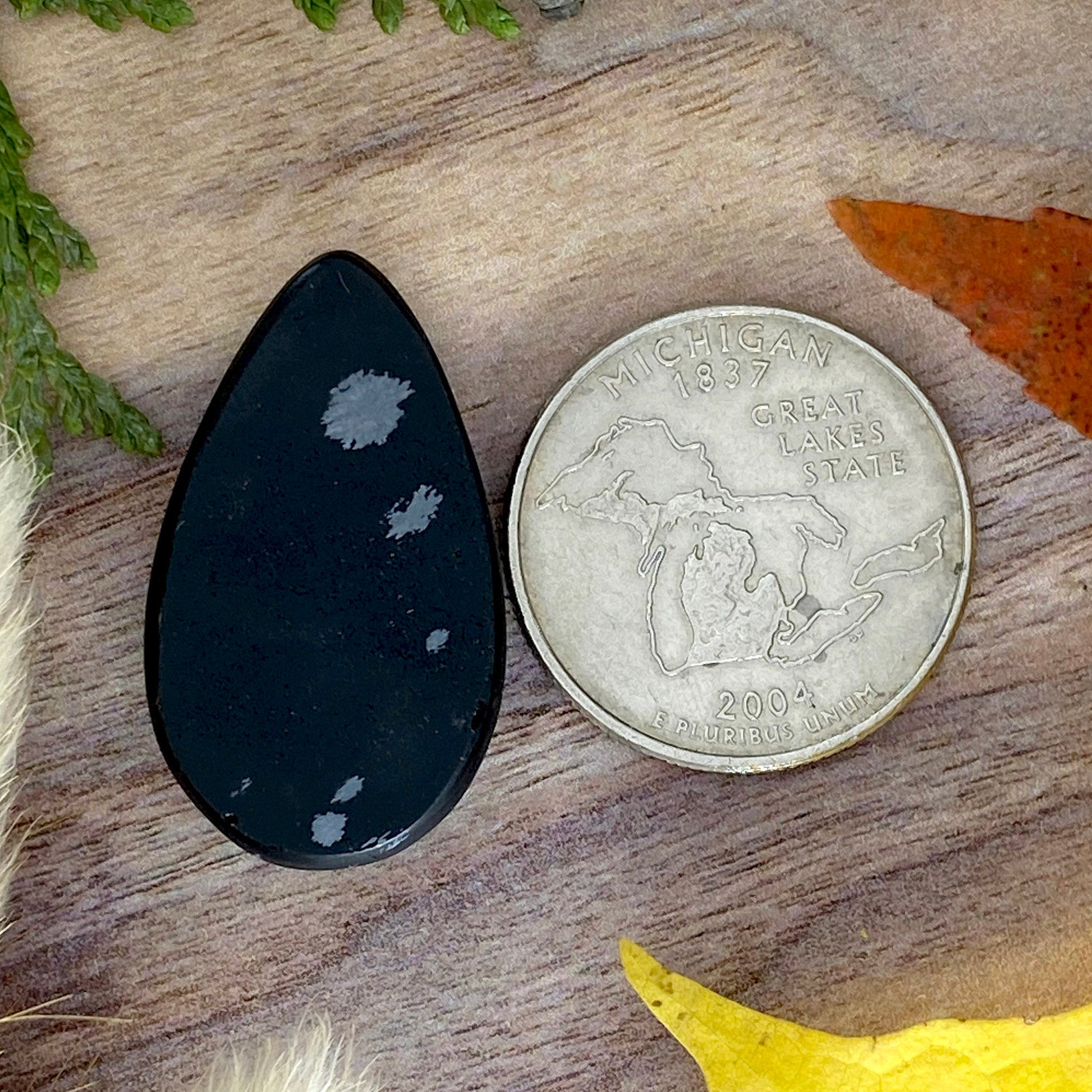 Snowflake Obsidian Cabochon Back View - Stone Treasures by the Lake