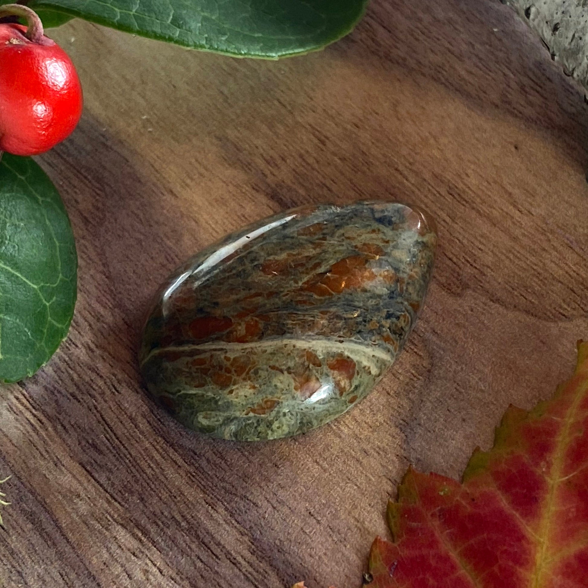 Unakite Cabochon Front View III - Stone Treasures by the Lake