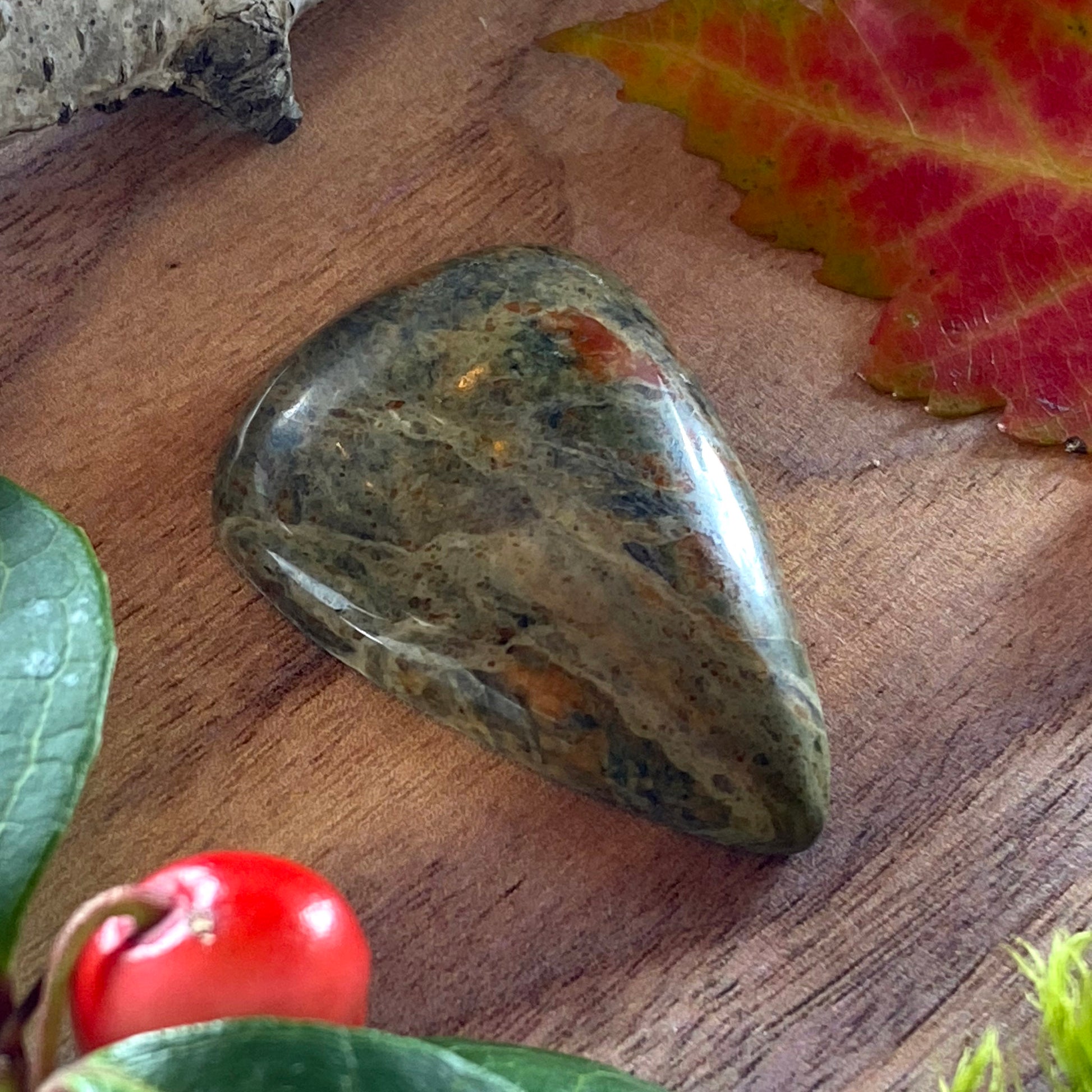 Unakite Cabochon Front View II - Stone Treasures by the Lake
