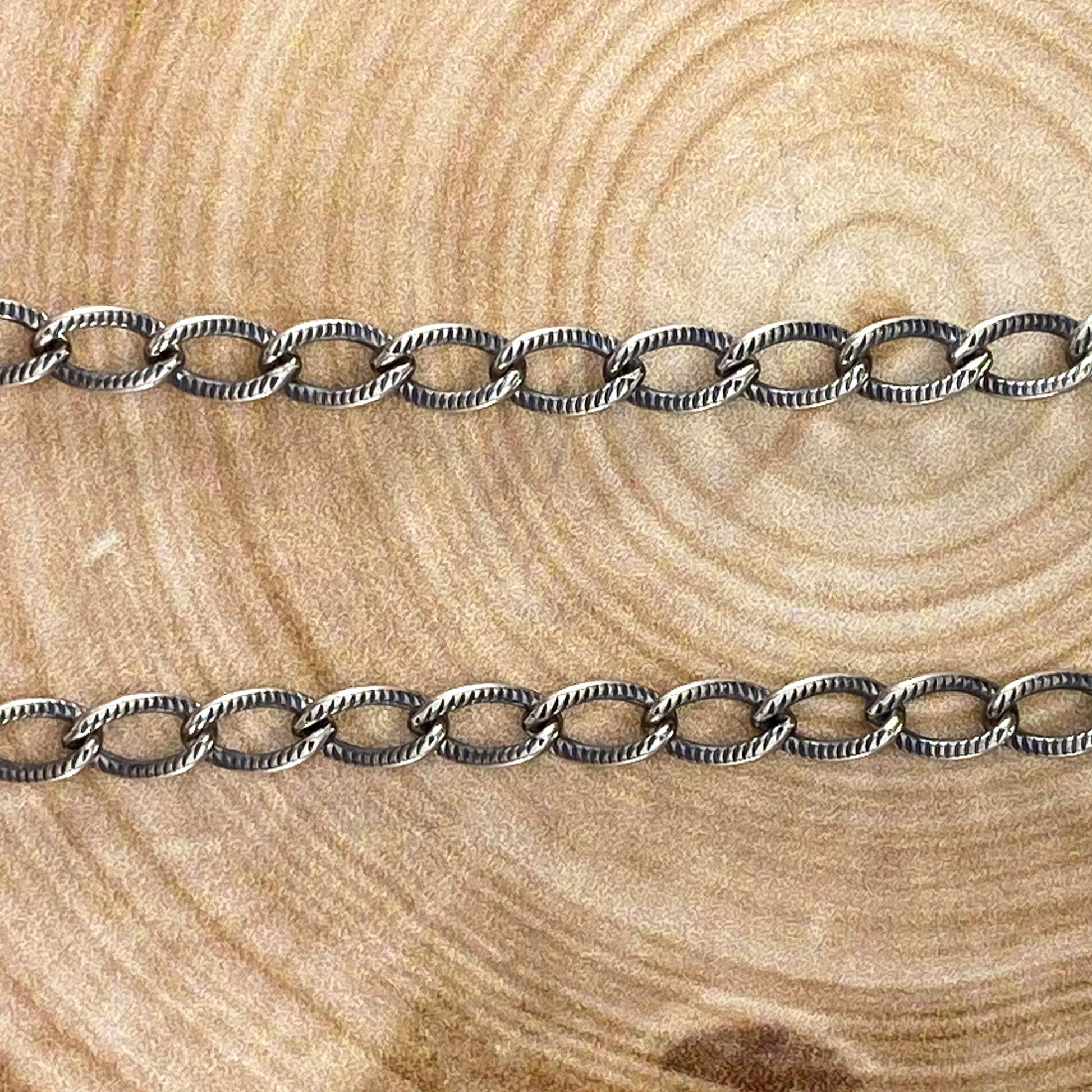 Oxidized Sterling Silver Curb Chains View 2 - Stone Treasures by the Lake