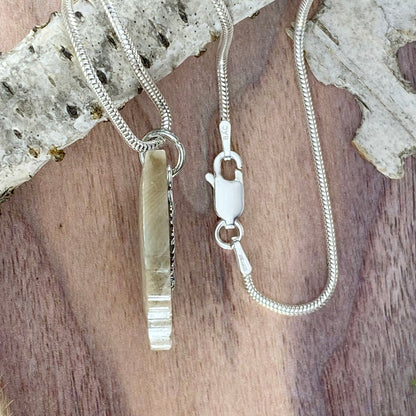 Ohio Petoskey Stone Pendant Necklace Side View - Stone Treasures by the Lake