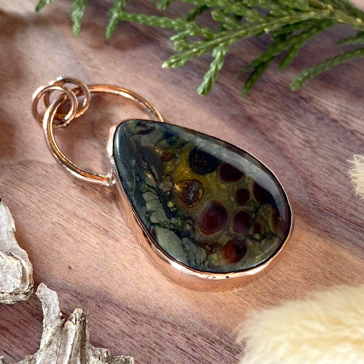 Bristlecone Pine Oolytic Limestone Pendant Front View IV - Stone Treasures by the Lake