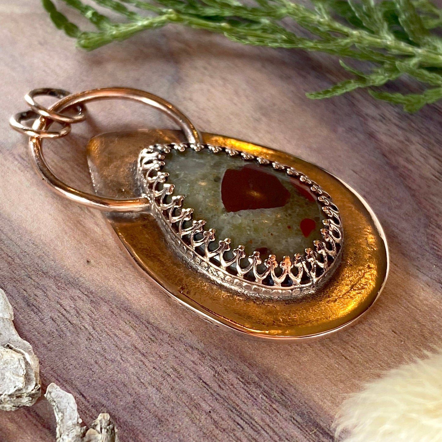 Puddingstone Pendant Front View III - Stone Treasures by the Lake