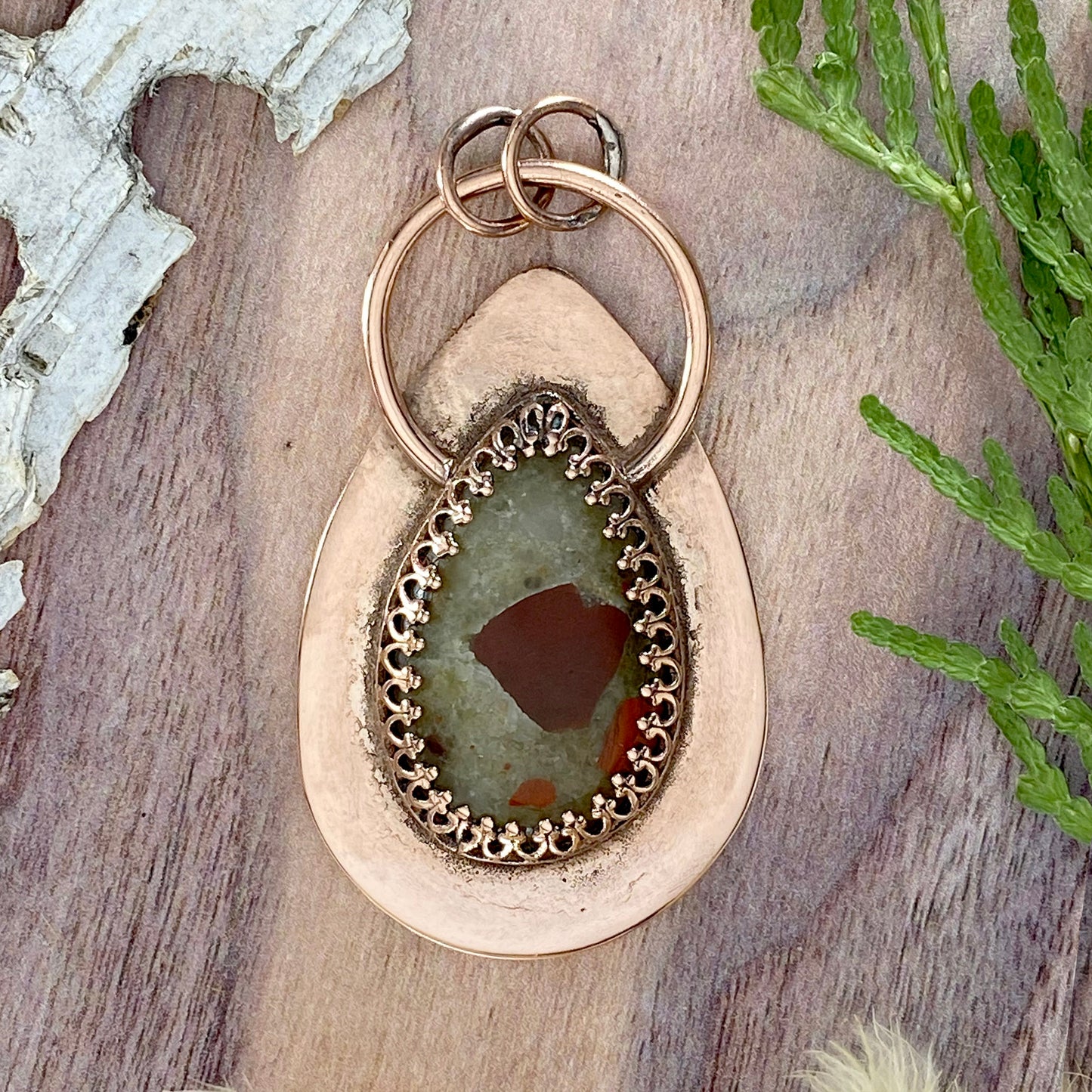 Puddingstone Pendant Front View - Stone Treasures by the Lake
