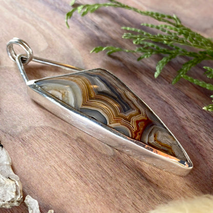 Laguna Lace Agate Pendant Front View III - Stone Treasures by the Lake