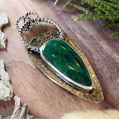 Chrysocolla Pendant Front View III - Stone Treasures by the Lake