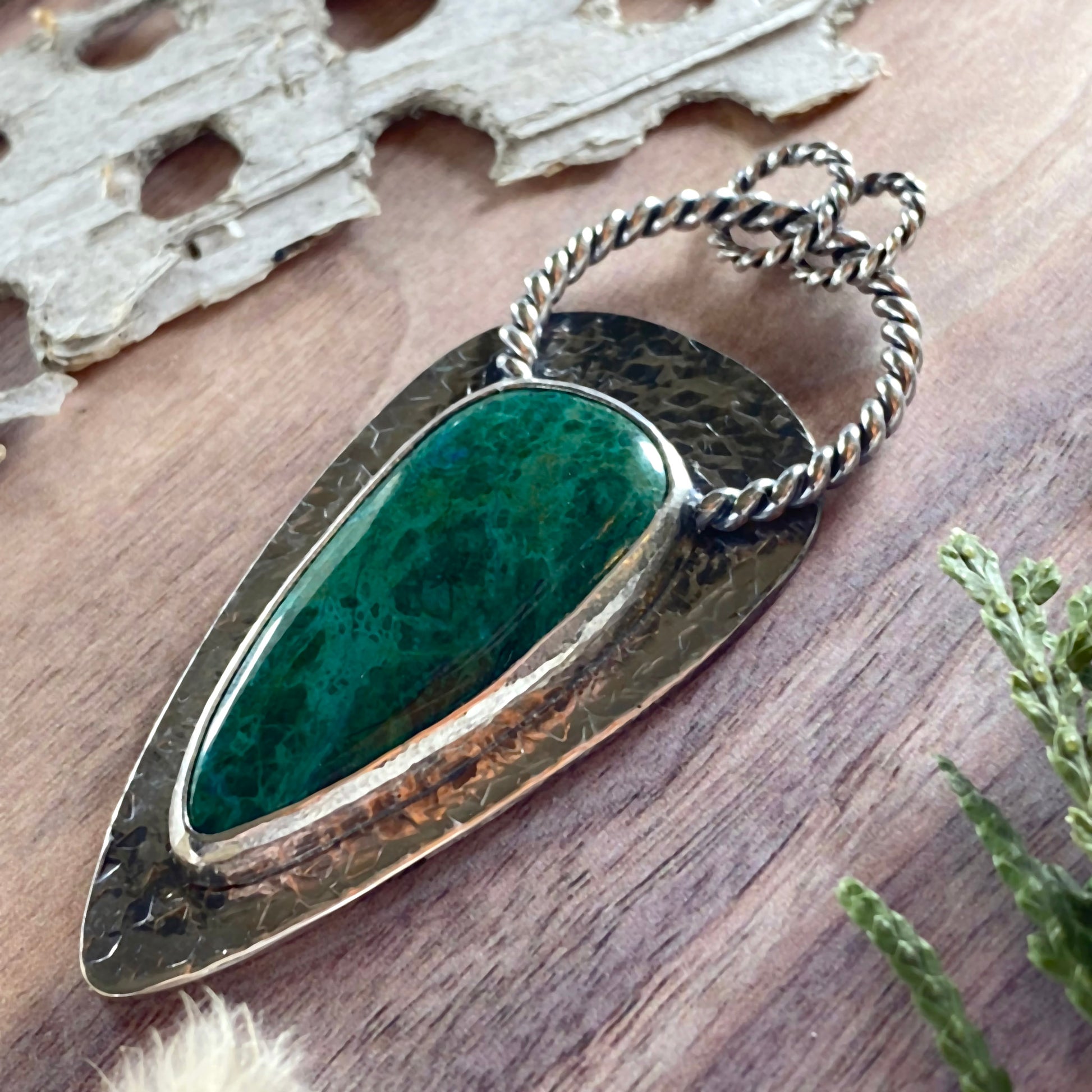 Chrysocolla Pendant Front View IV - Stone Treasures by the Lake