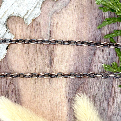 Solid Oxidized Copper Patterned Cable Chains