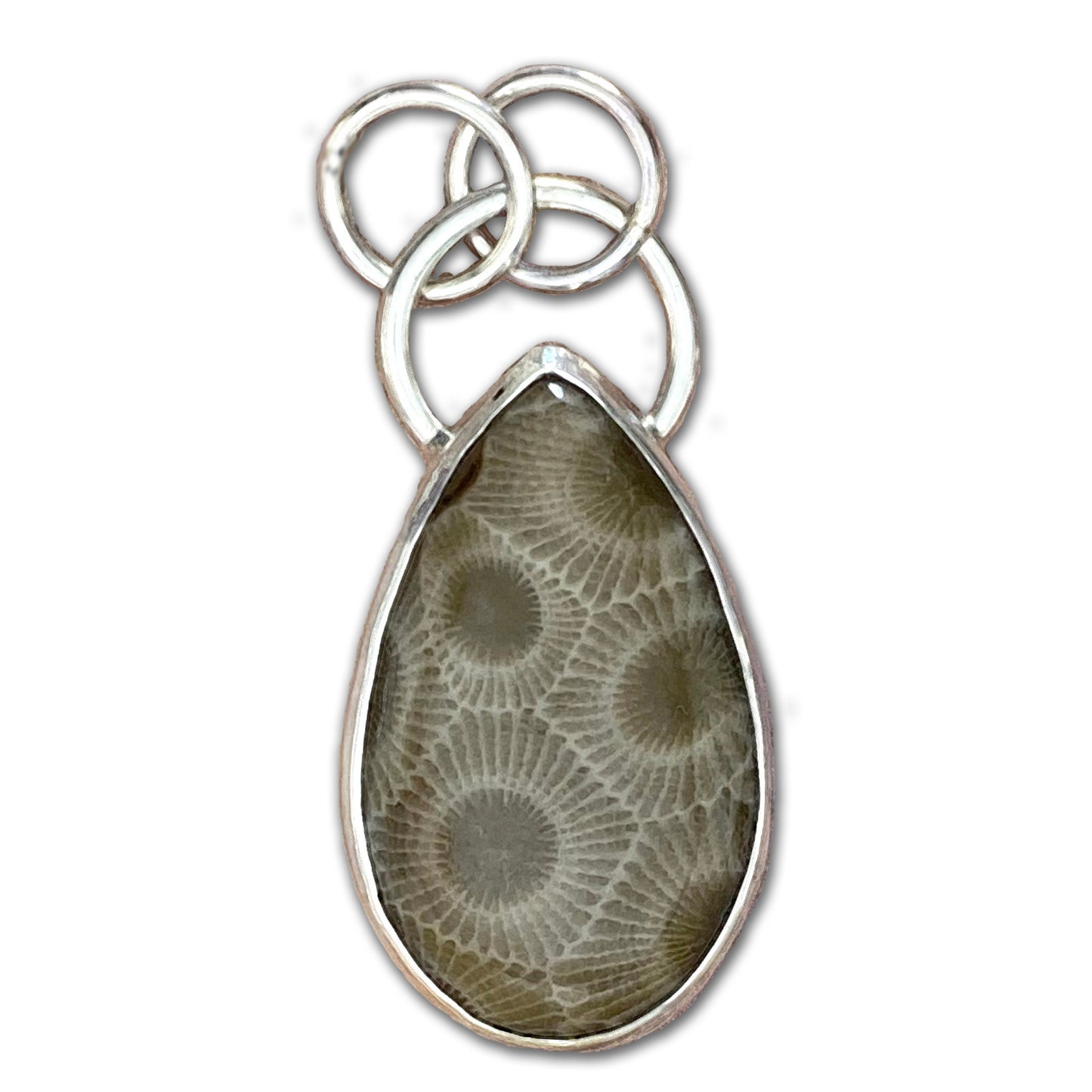 Petoskey Stone Pendant Front View - Stone Treasures by the Lake