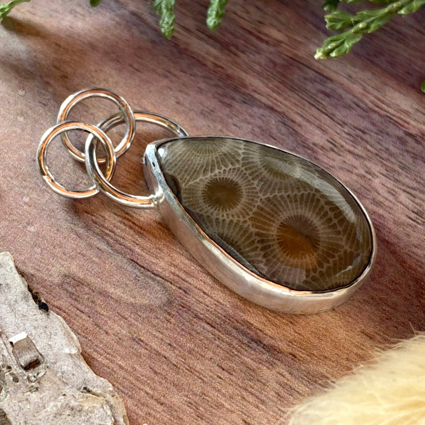 Petoskey Stone Pendant Front View II - Stone Treasures by the Lake