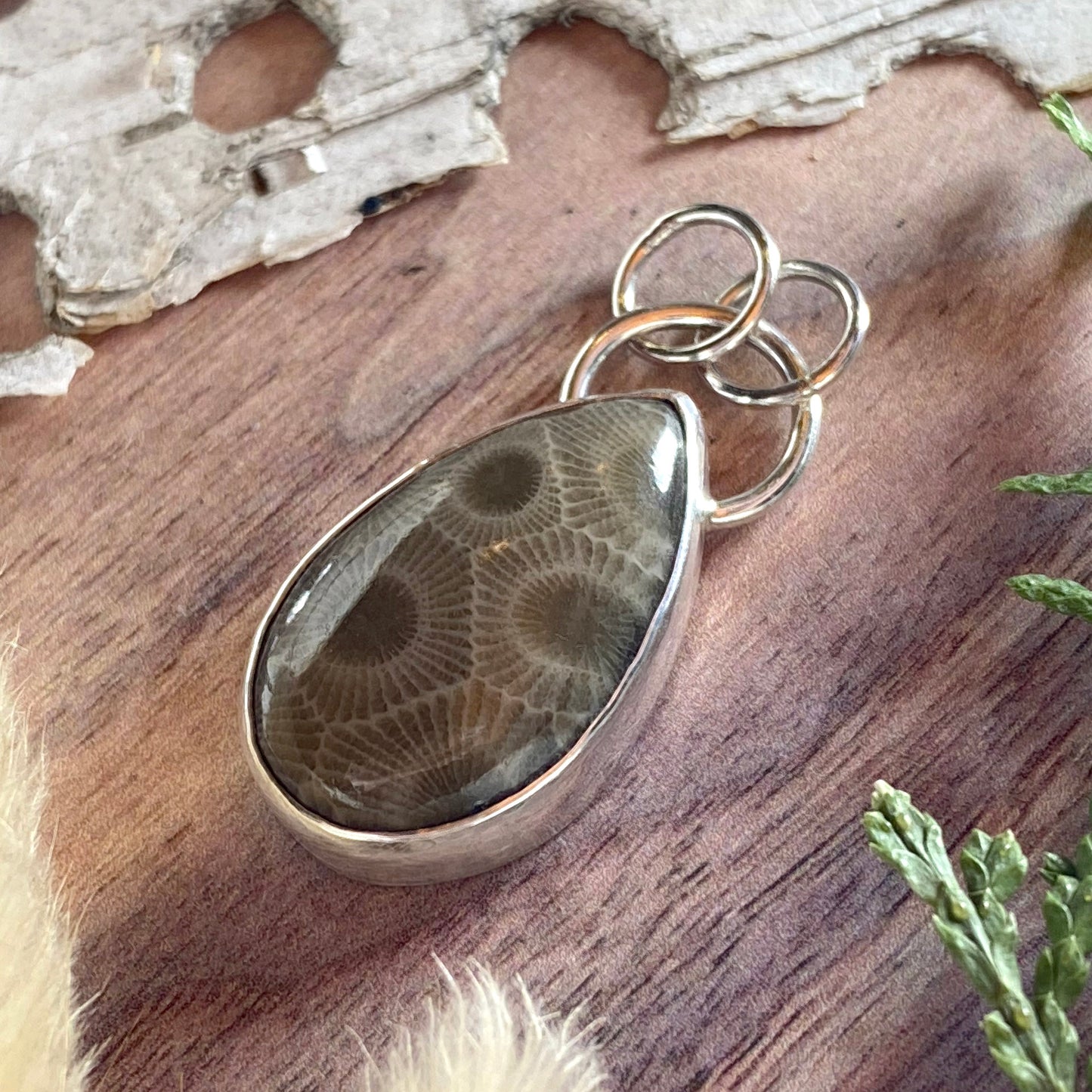 Petoskey Stone Pendant Front View III - Stone Treasures by the Lake