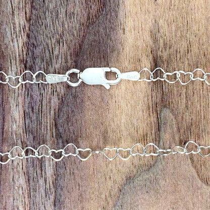 Sterling Silver Heart 3mm Chain  view 2 - Stone Treasures by the Lake