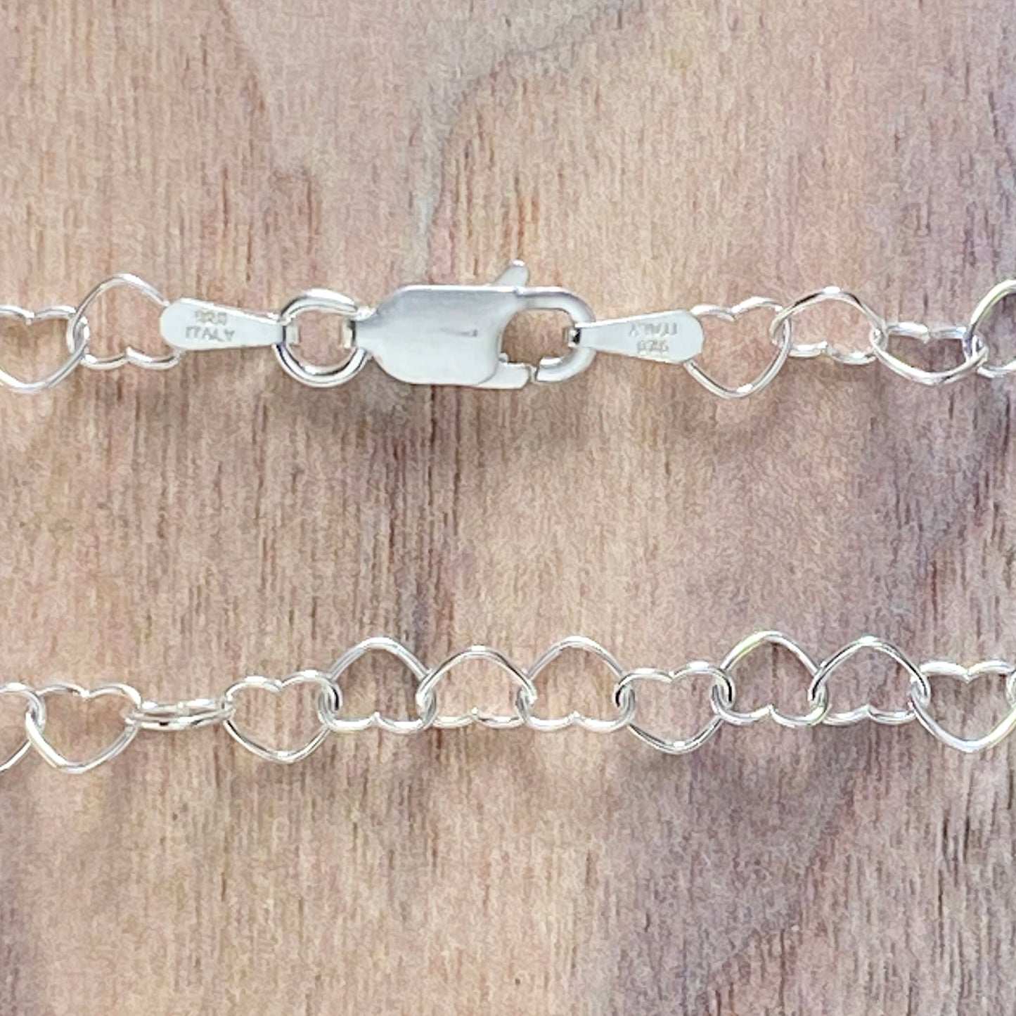 Sterling Silver Heart 4mm Chain  view 2 - Stone Treasures by the Lake