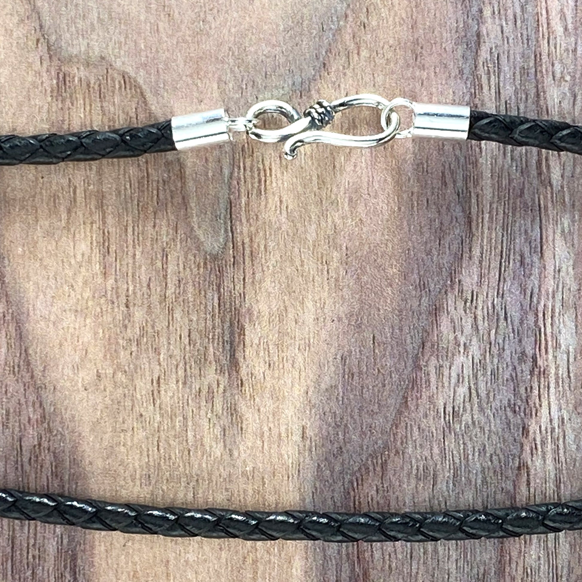 Sterling Silver Black Leather Cord Necklace Series