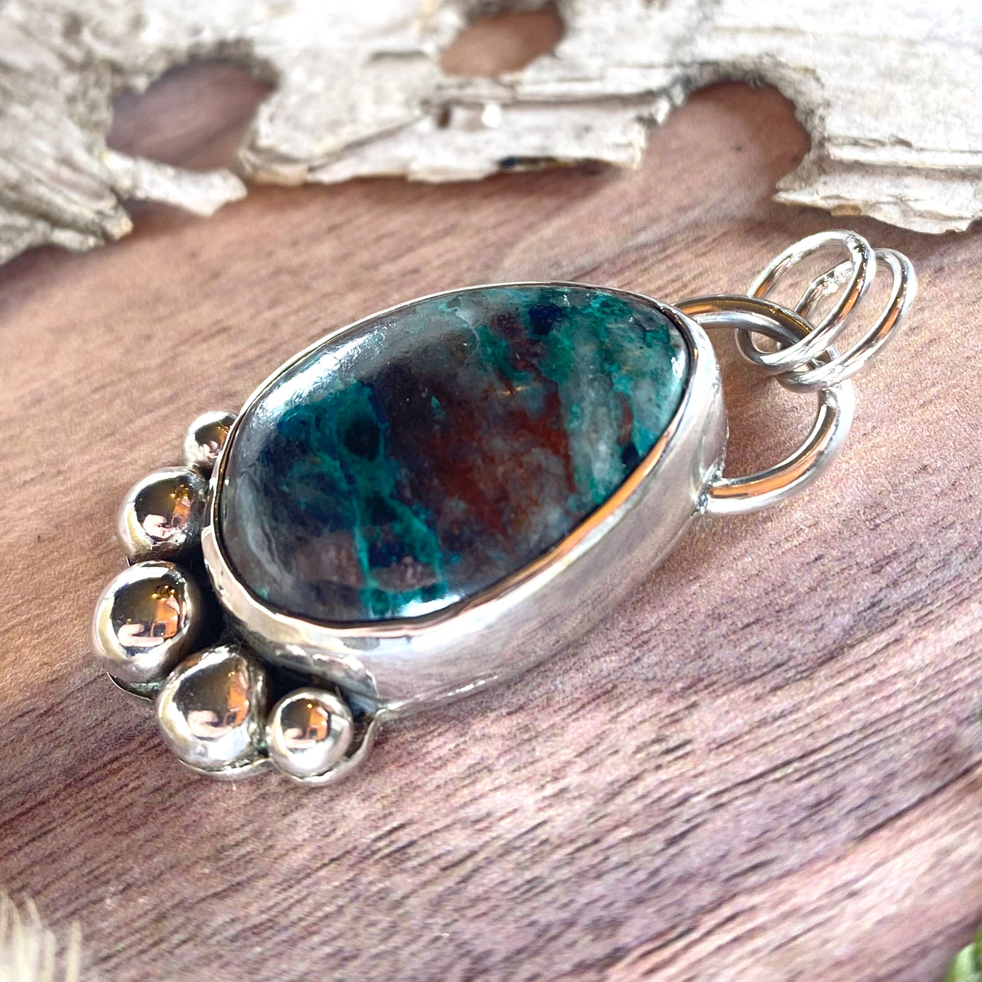 Chrysocolla Pendant Front View III - Stone Treasures by the Lake