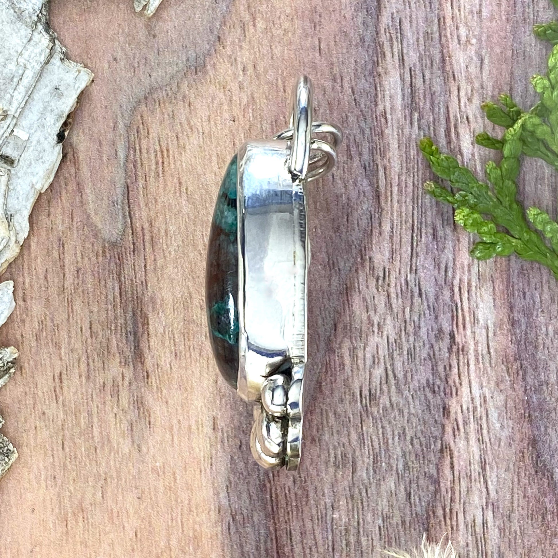 Chrysocolla Pendant Side View - Stone Treasures by the Lake
