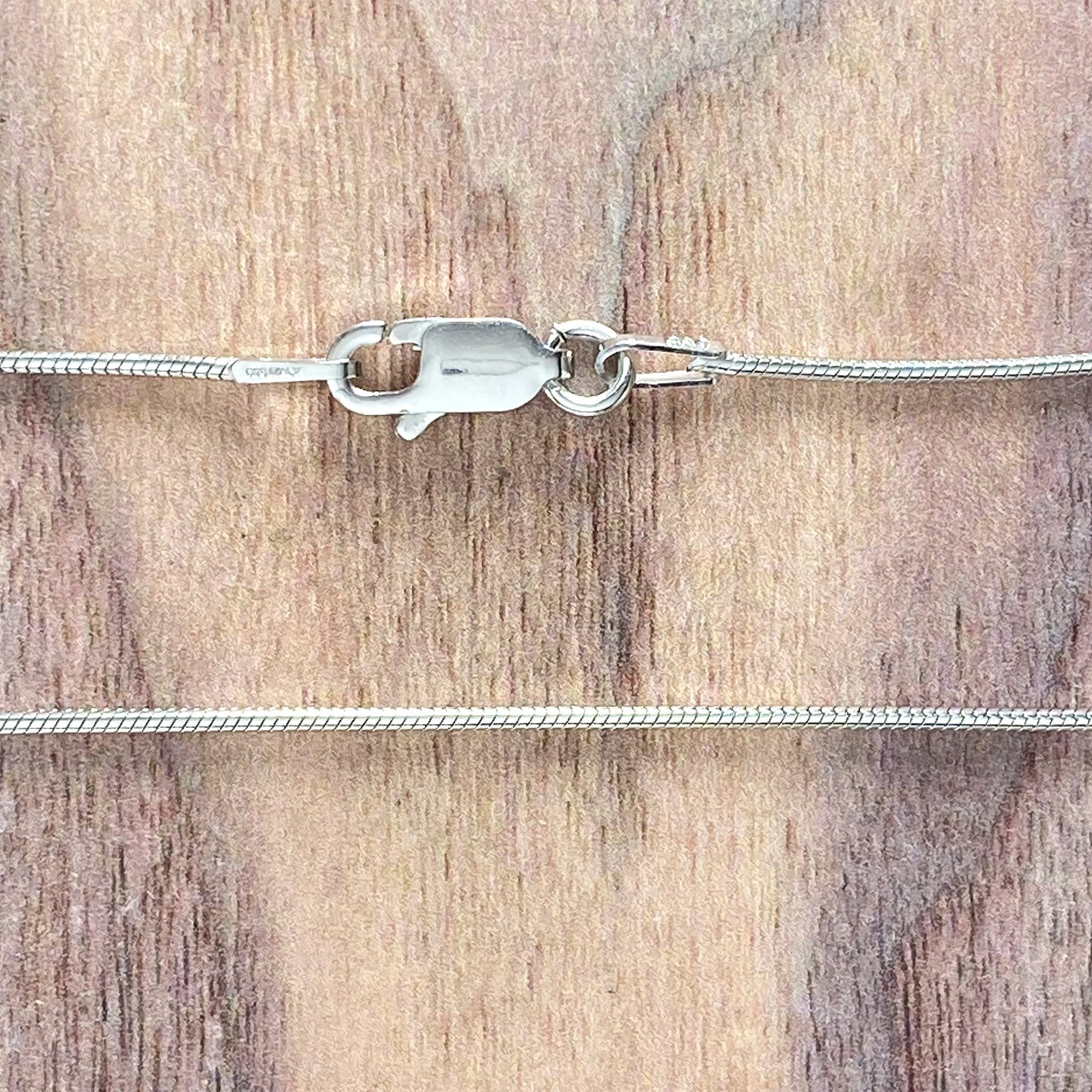 Rhodium Plated Silver Snake Chain Front View - Stone Treasures by the Lake