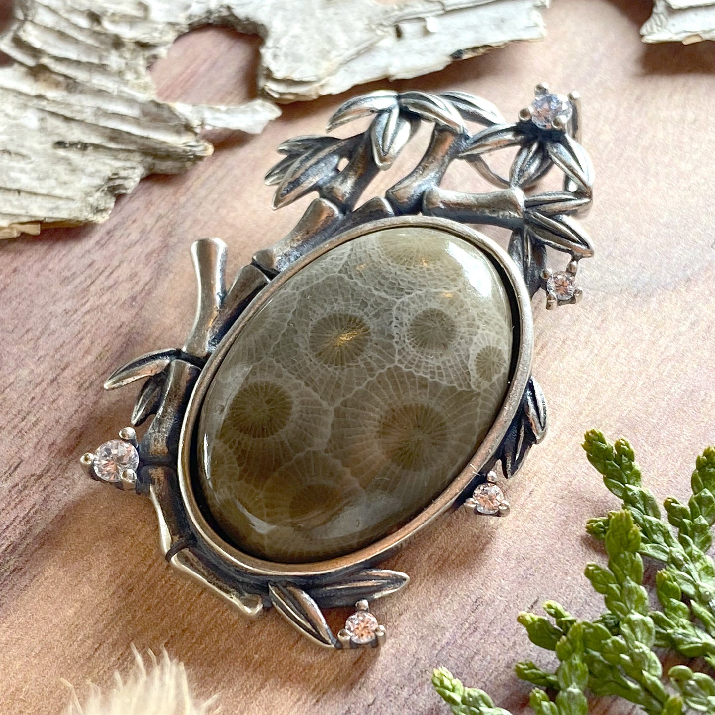 Petoskey Stone Pendant Front View III - Stone Treasures by the Lake