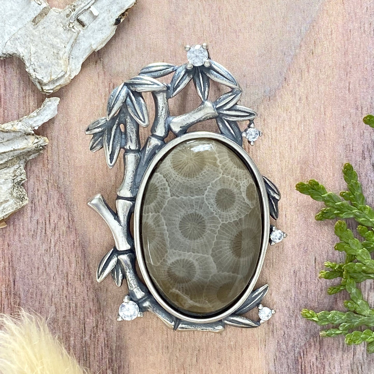 Petoskey Stone Pendant Front View - Stone Treasures by the Lake