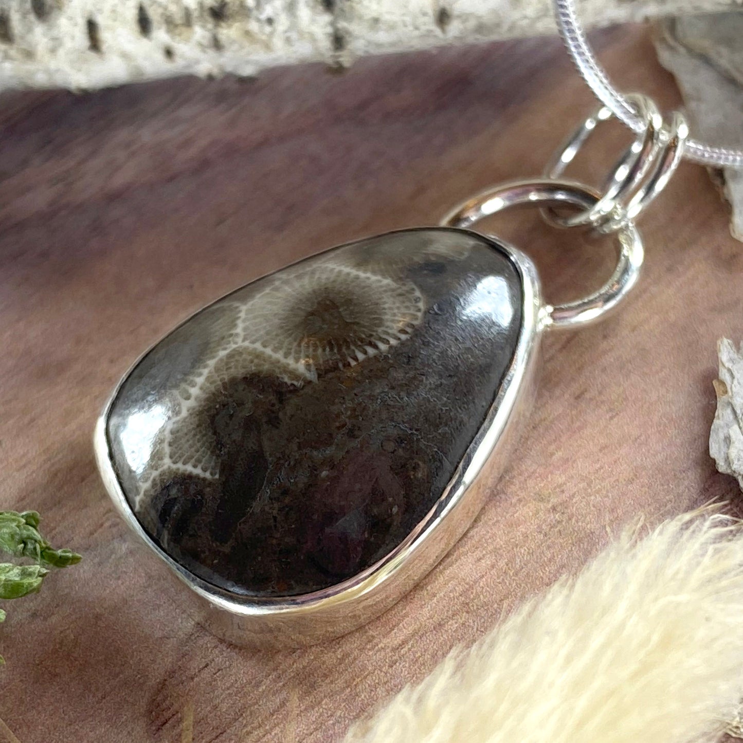 Petoskey Stone Pendant Necklace Front View II - Stone Treasures by the Lake