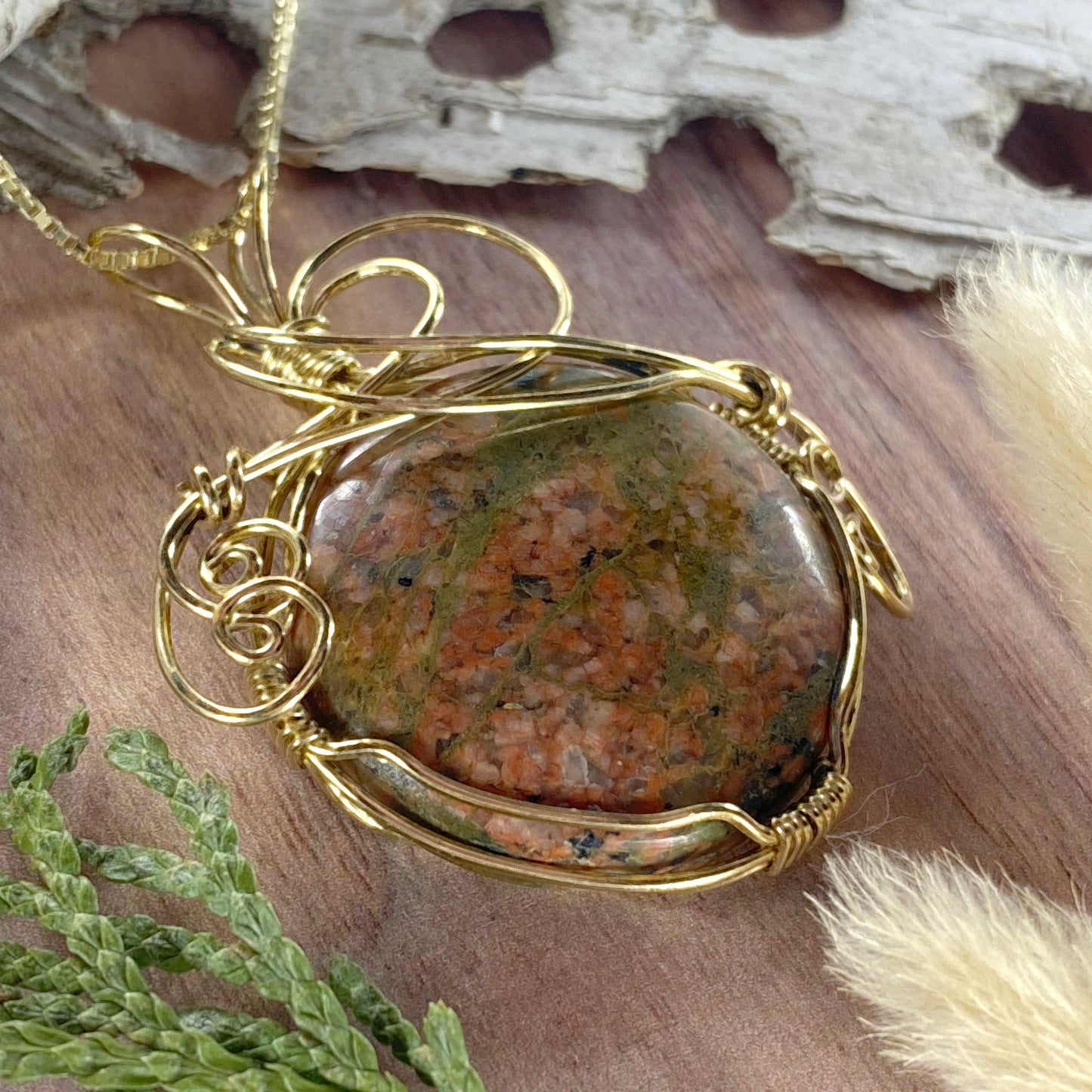 Granite Wire-Wrapped Necklace Front View II - Stone Treasures by the Lake