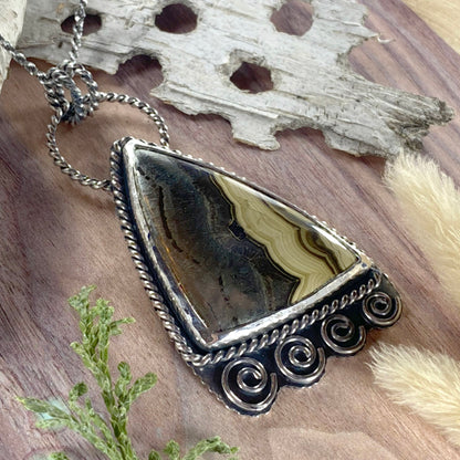 Schalenblende Pendant Necklace Front View III - Stone Treasures by the Lake