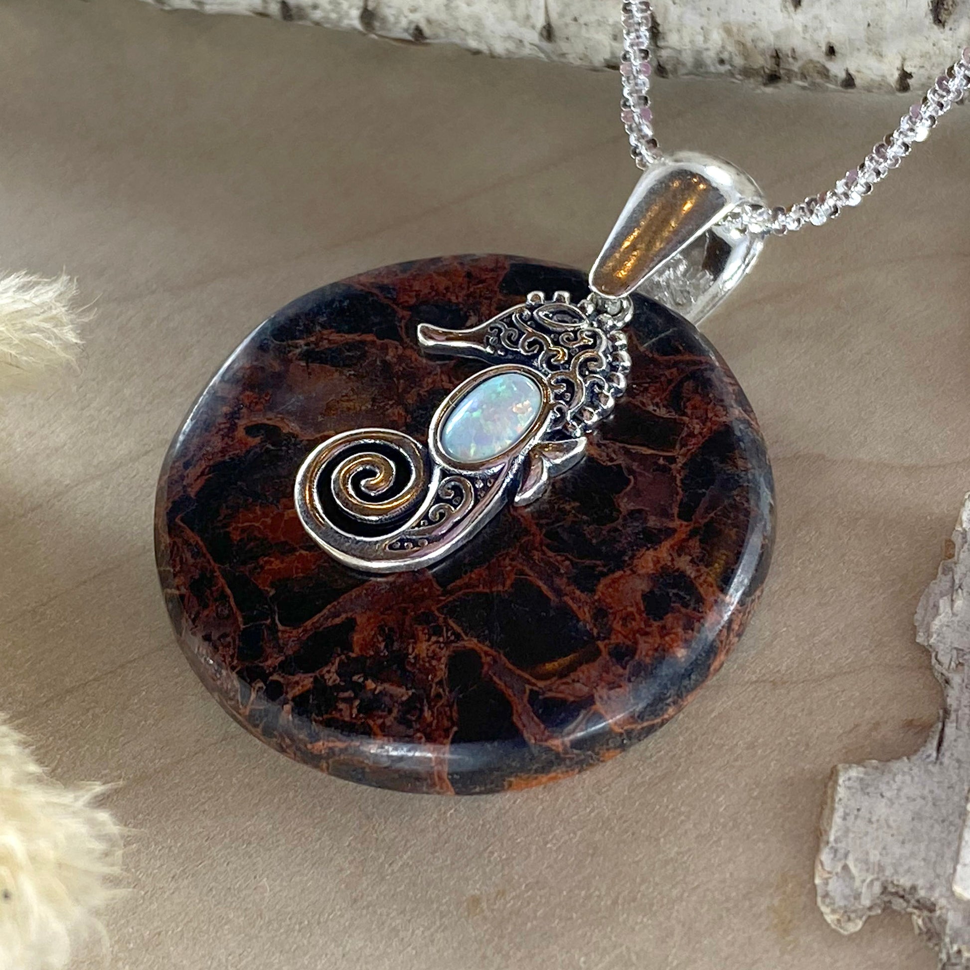 Painted Valley Agate Pendant Necklace - Stone Treasures by the Lake