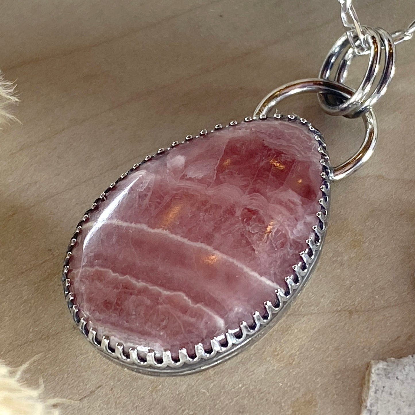 Rhodochrosite Pendant Necklace - Stone Treasures by the Lake
