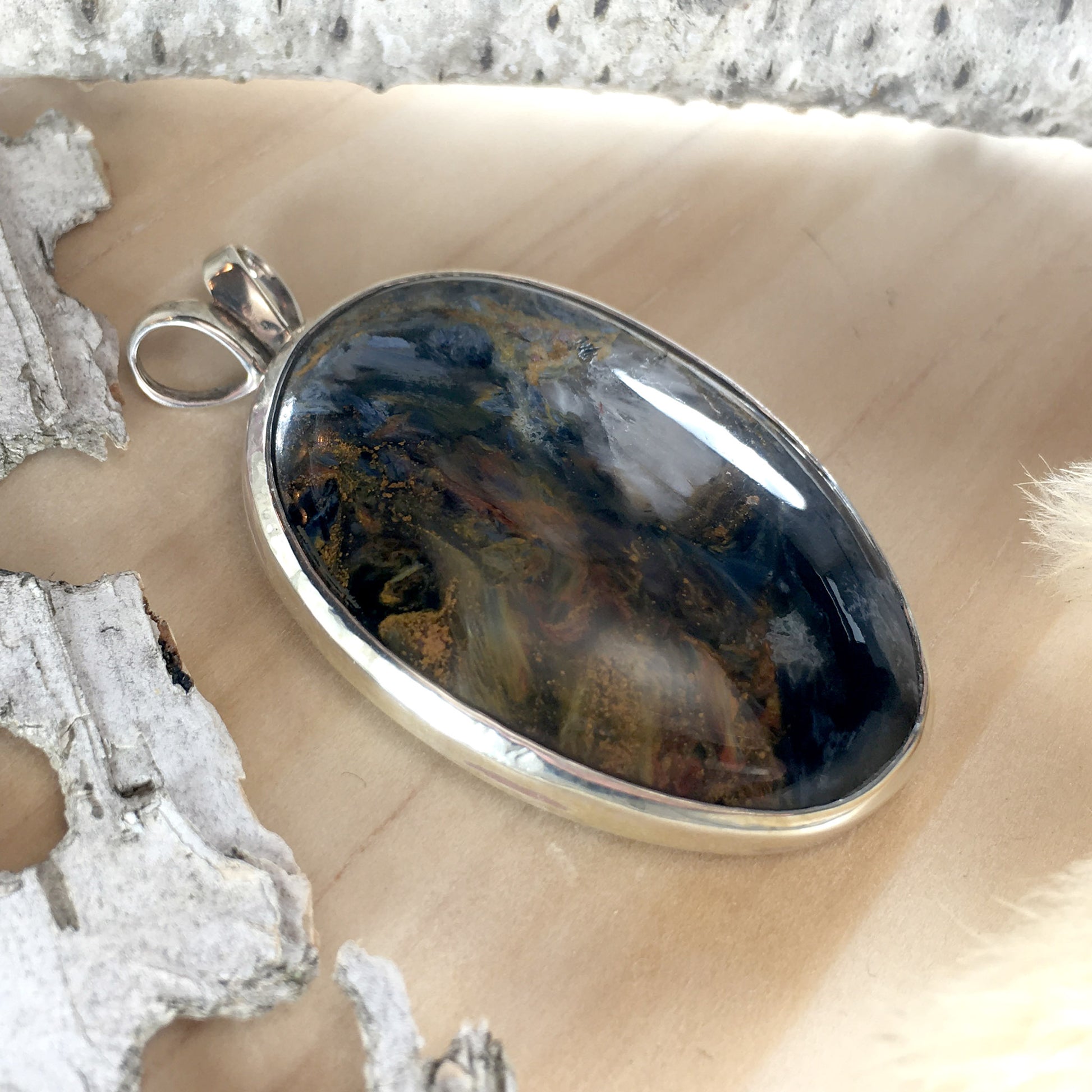 Pietersite Pendant Front View - Stone Treasures by the Lake