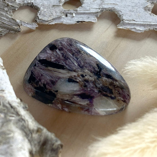 Charoite Cabochon Front View - Stone Treasures by the Lake