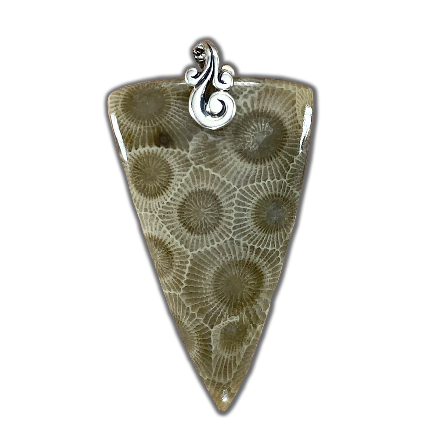 Petoskey Stone Pendant Necklace Front View - Stone Treasures by the Lake