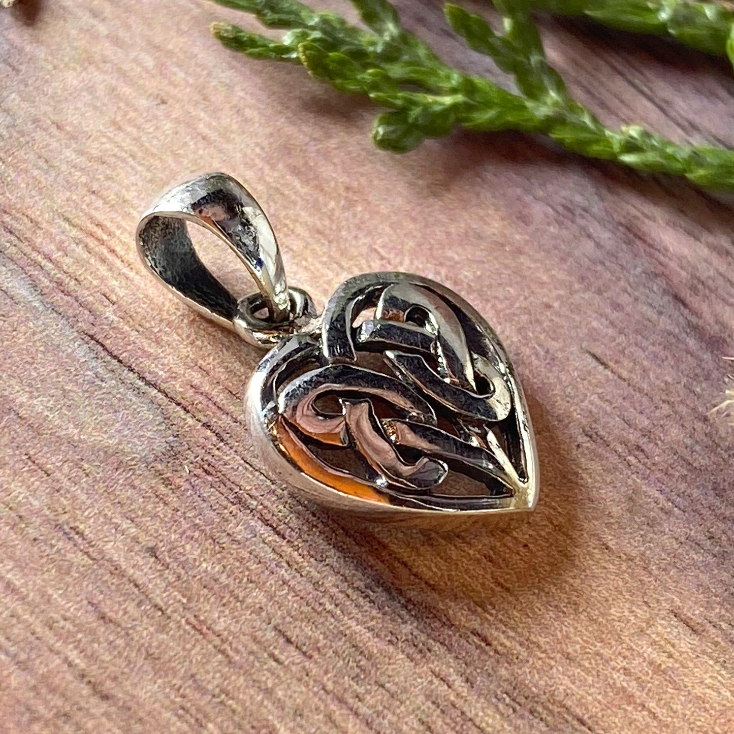 Sterling Silver Celtic Heart Pendant Front View II - Stone Treasures by the Lake